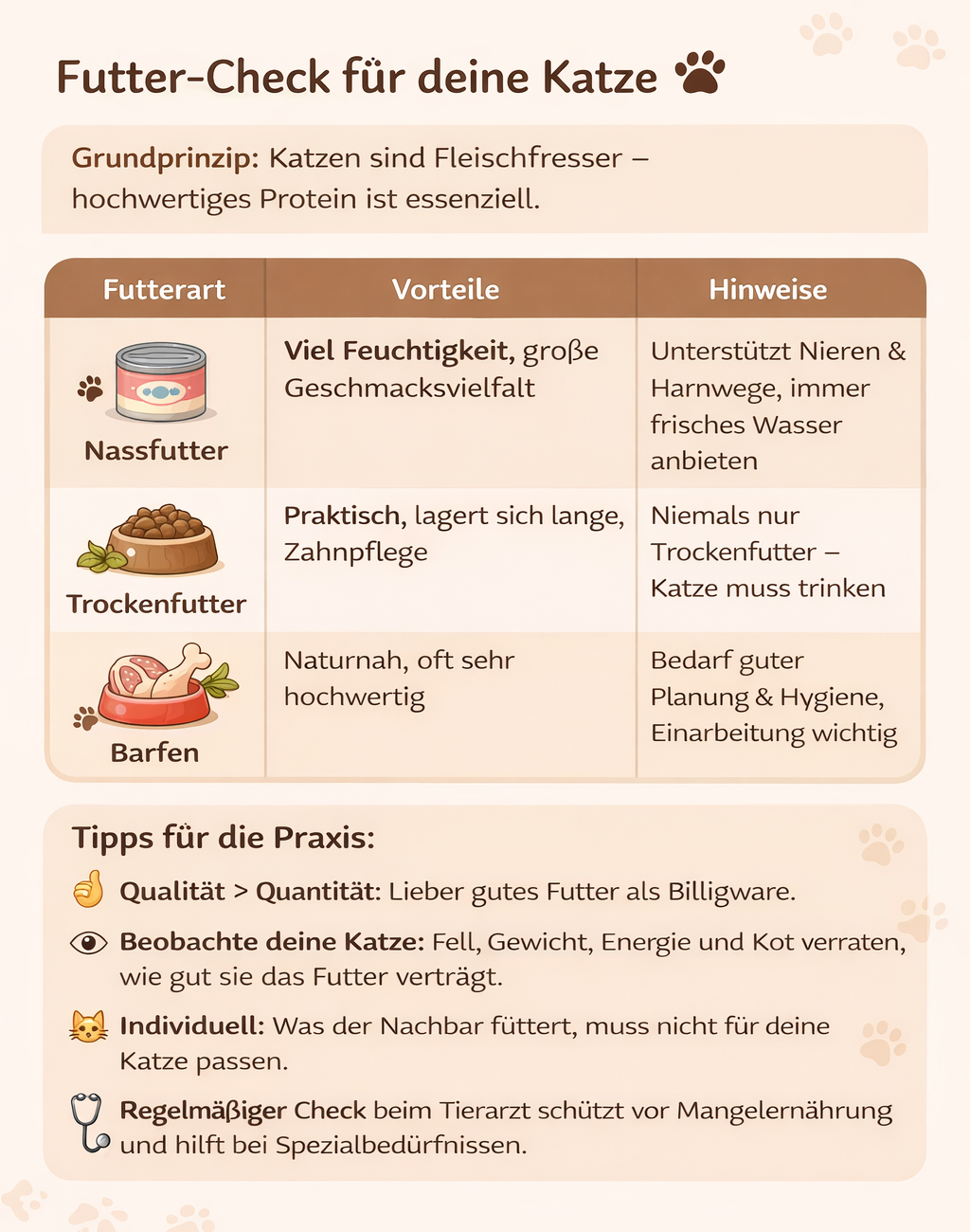 Übersicht Futter-Check für deine Katze
